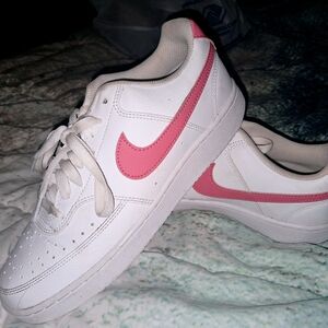 Women's White and Pink Sneakers